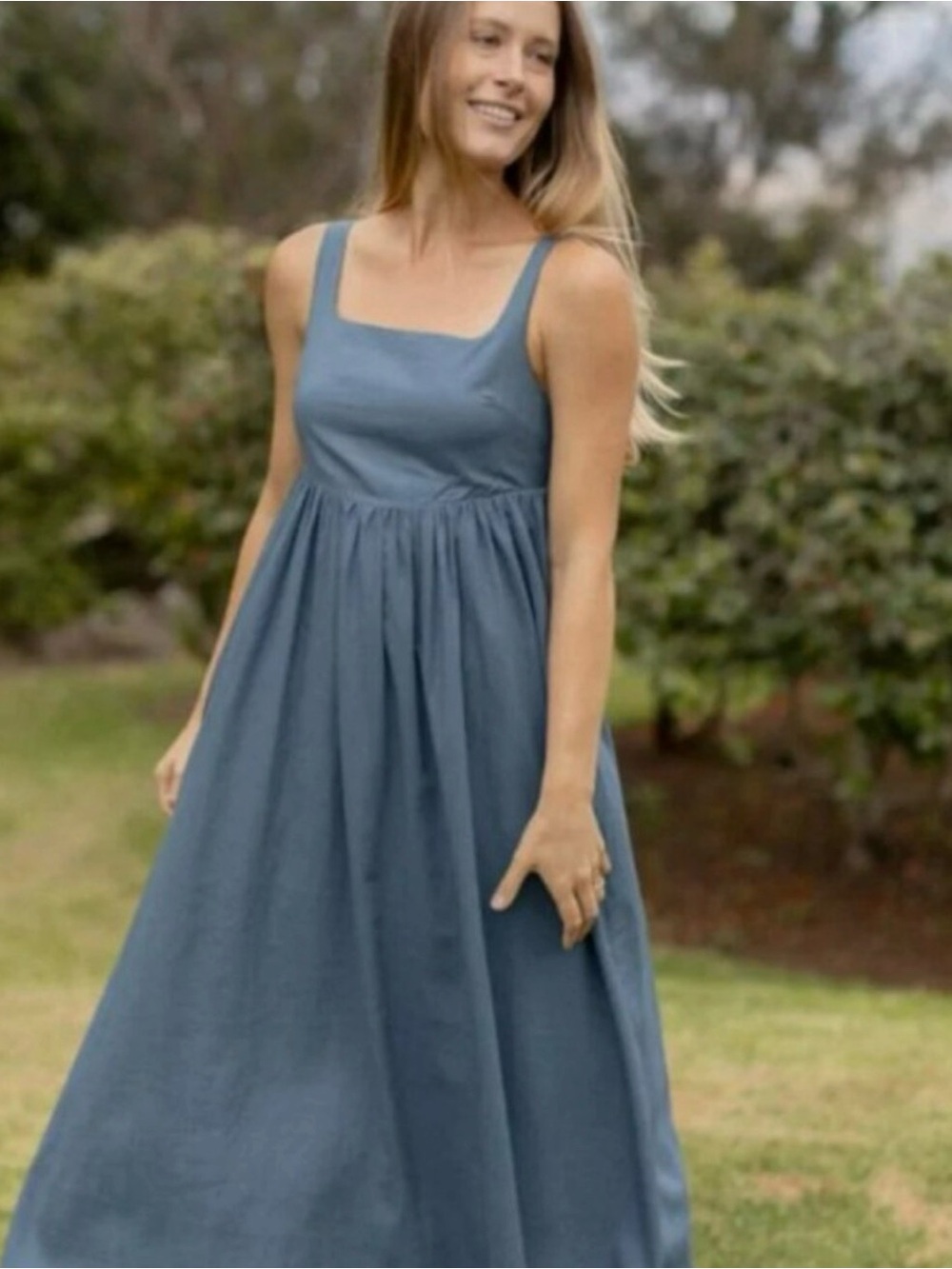 Neuflora Bellerose Slate Blue Sleeveless Midi Dress